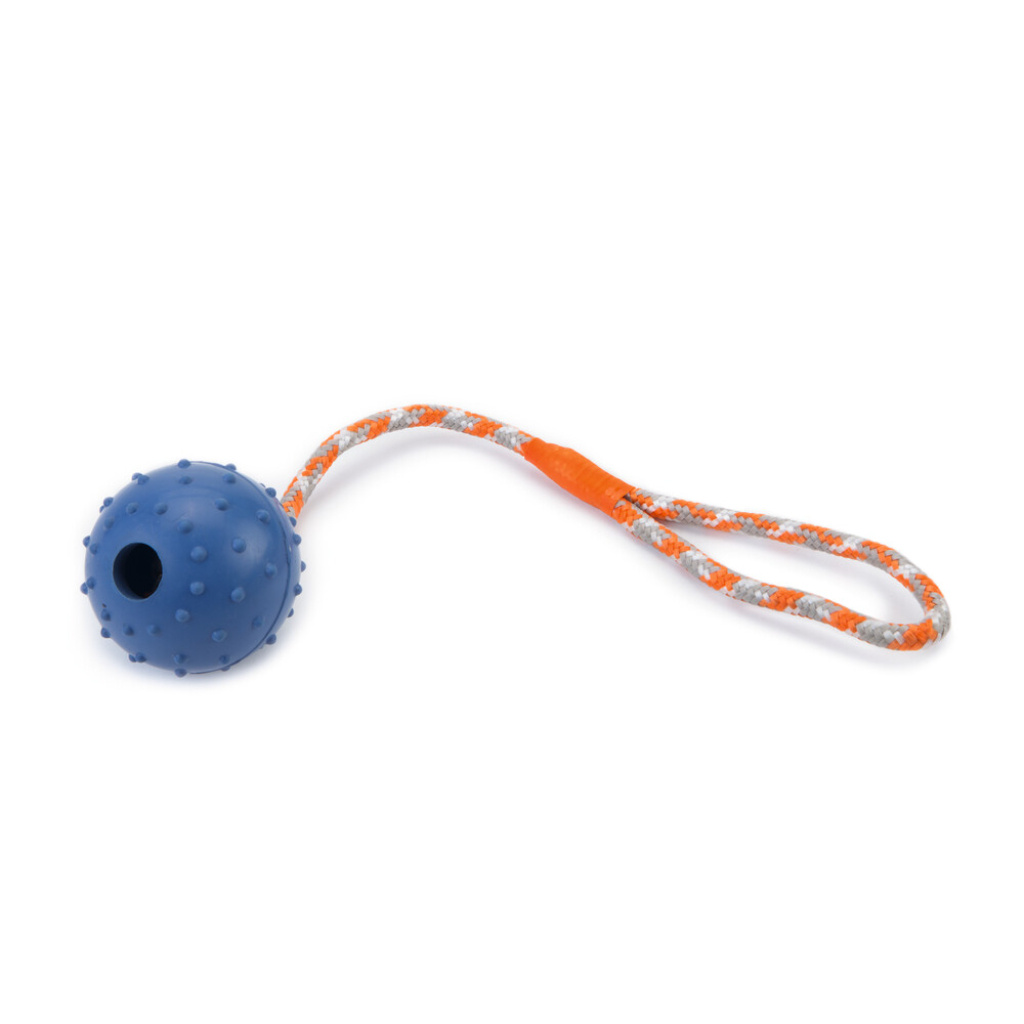 Beeztees Rubber Wall Kauçuk İpli Top Sesli Köpek Oyuncağı 30cm (Mavi)