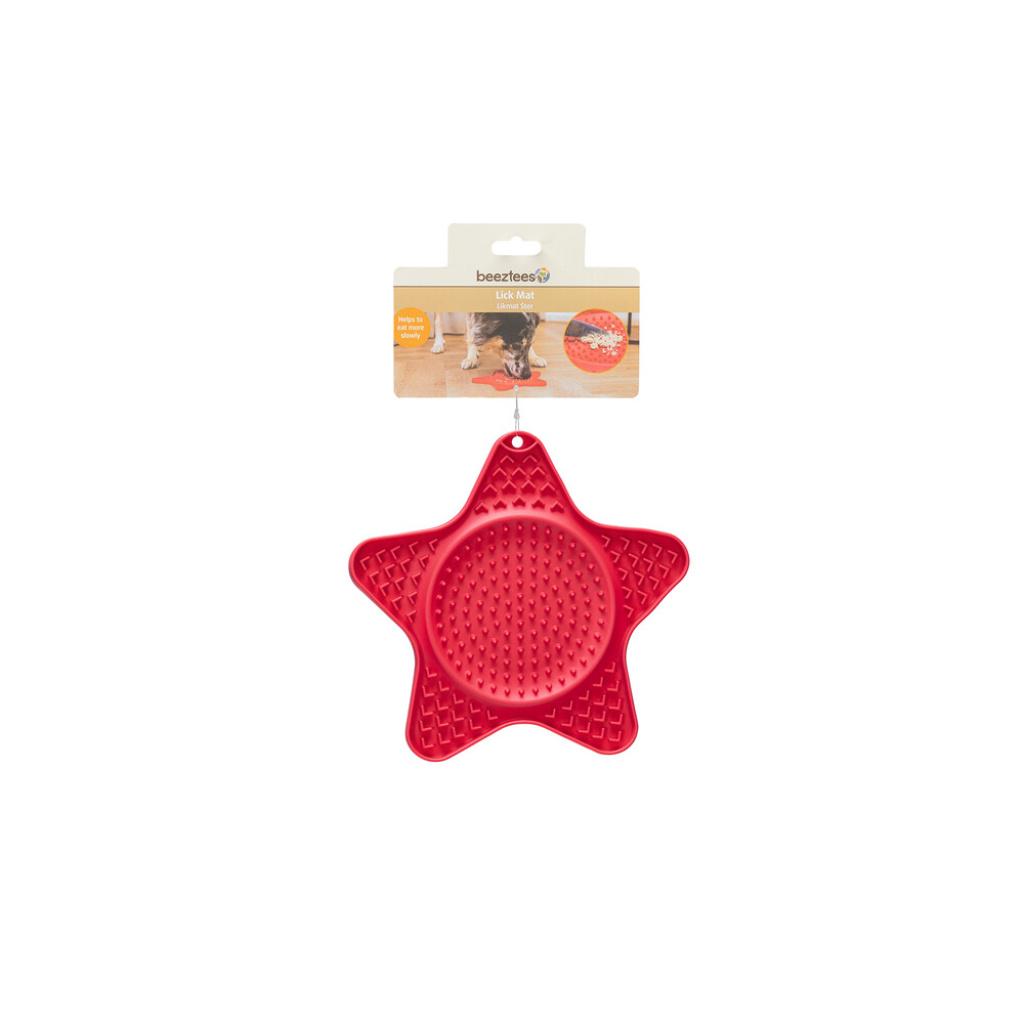 Beeztees Star Silikon Yıldız Yavru Köpek Yaş Mama Yeme Oyuncağı 24x20cm (Kırmızı)