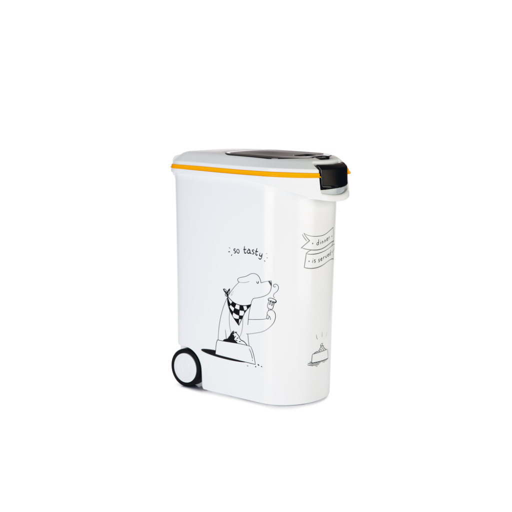 Beeztees Plastik Tekerlekli Özel Kapaklı Köpek Mama Saklama Kabı 54lt (Beyaz)