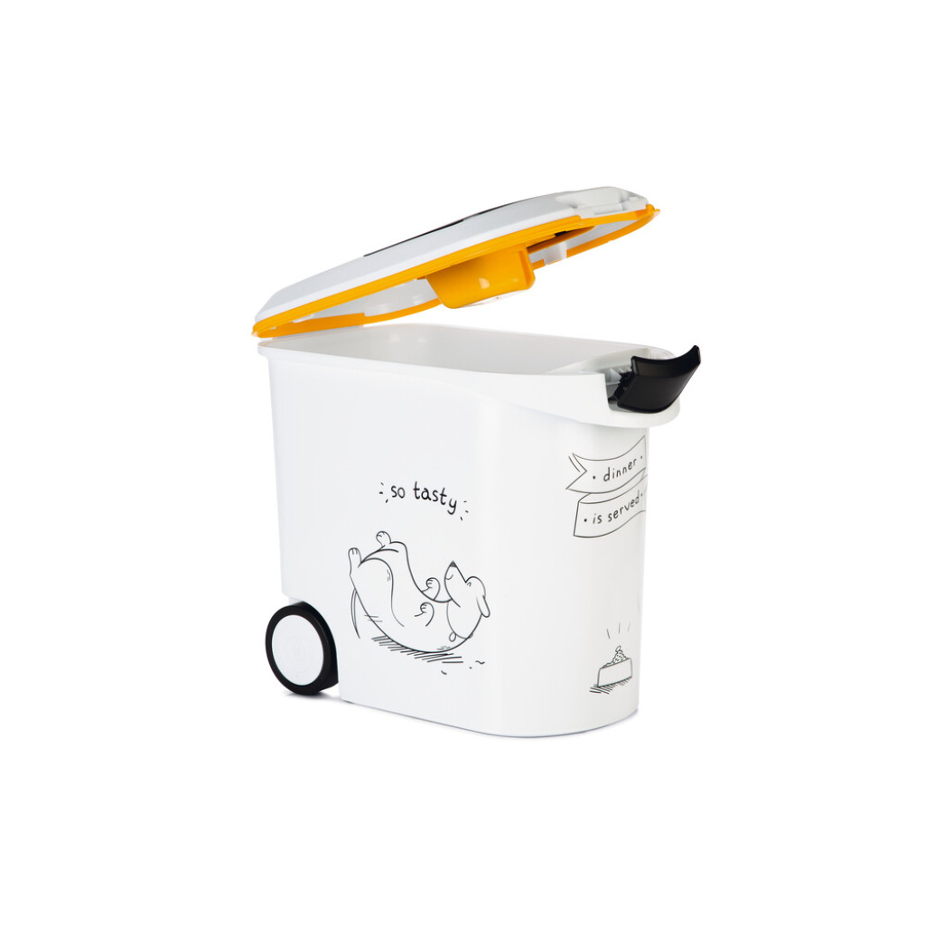 Beeztees Tekerlekli Özel Kapaklı Plastik Köpek Mama Saklama Kabı 35lt (Beyaz)