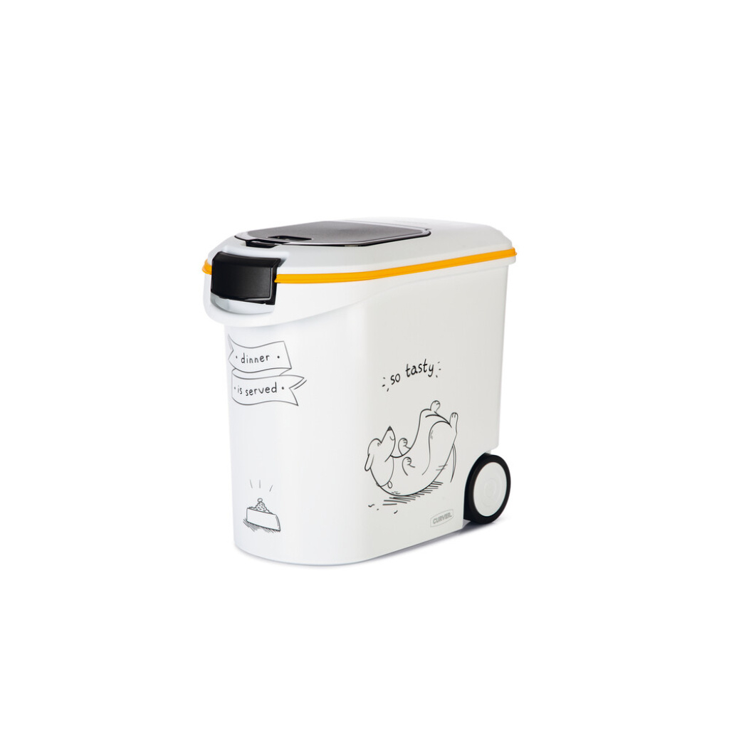 Beeztees Tekerlekli Özel Kapaklı Plastik Köpek Mama Saklama Kabı 35lt (Beyaz)