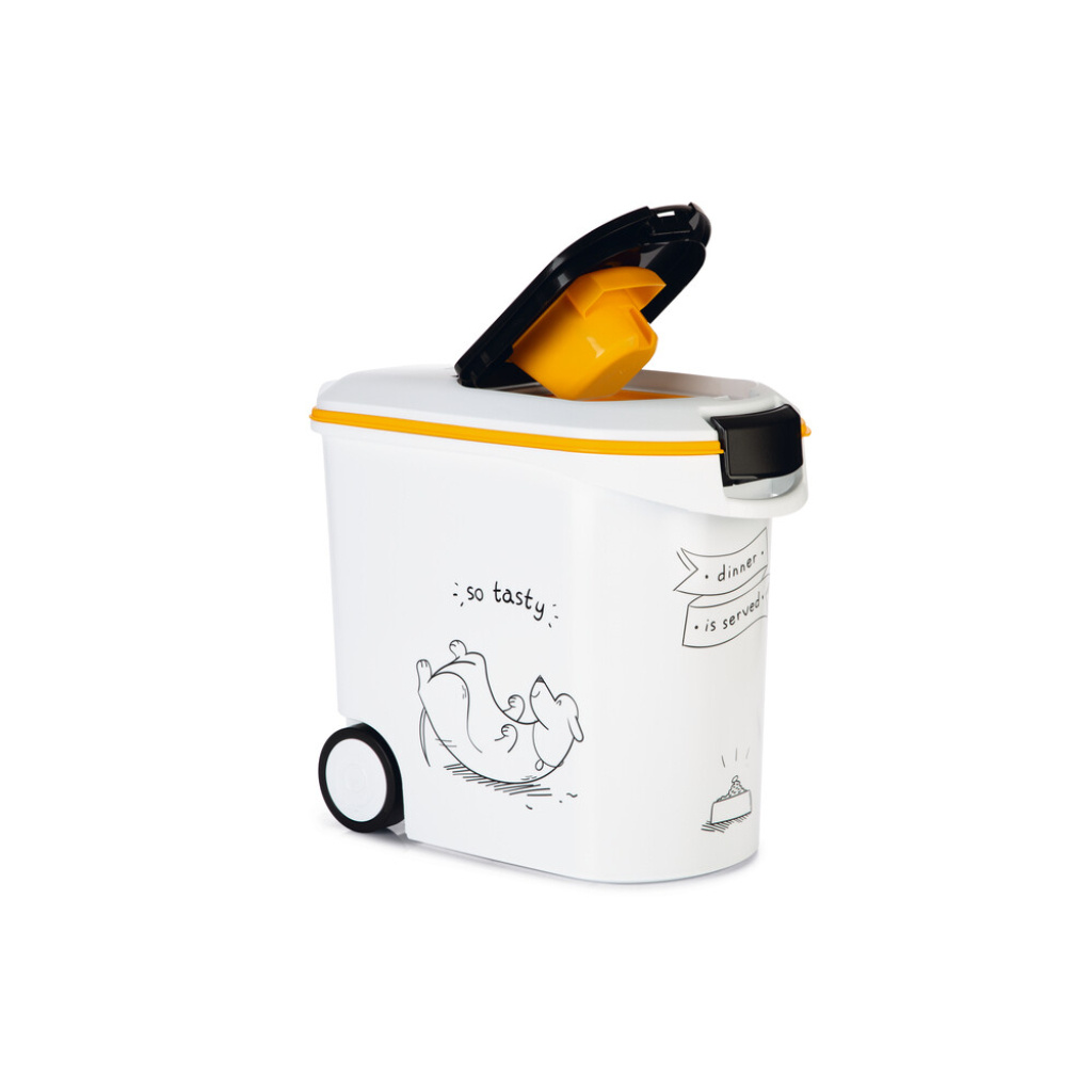 Beeztees Tekerlekli Özel Kapaklı Plastik Köpek Mama Saklama Kabı 35lt (Beyaz)