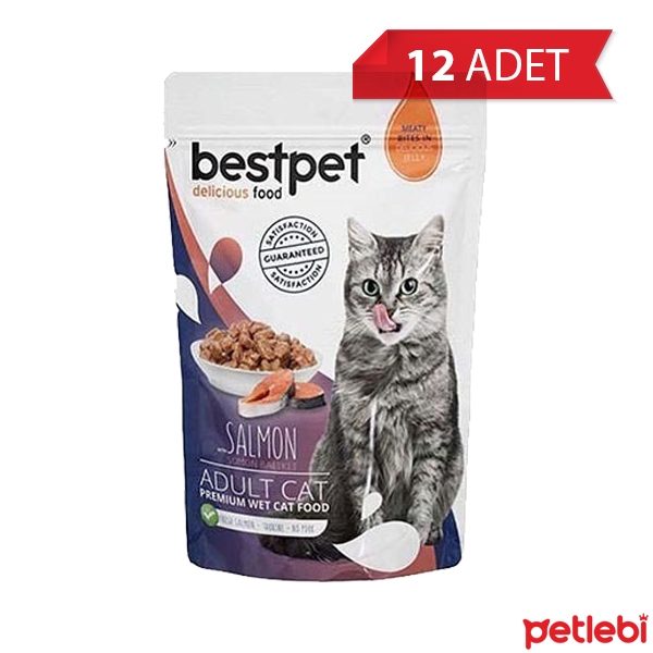 BestPet Pouch Somonlu Yetişkin Kedi Konservesi 85gr (12 Adet)