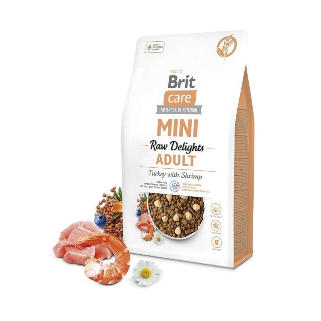 Brit Care Hipoalerjenik Raw Delights Hindili ve Karidesli Mini Irk Yetişkin Köpek Maması 2kg