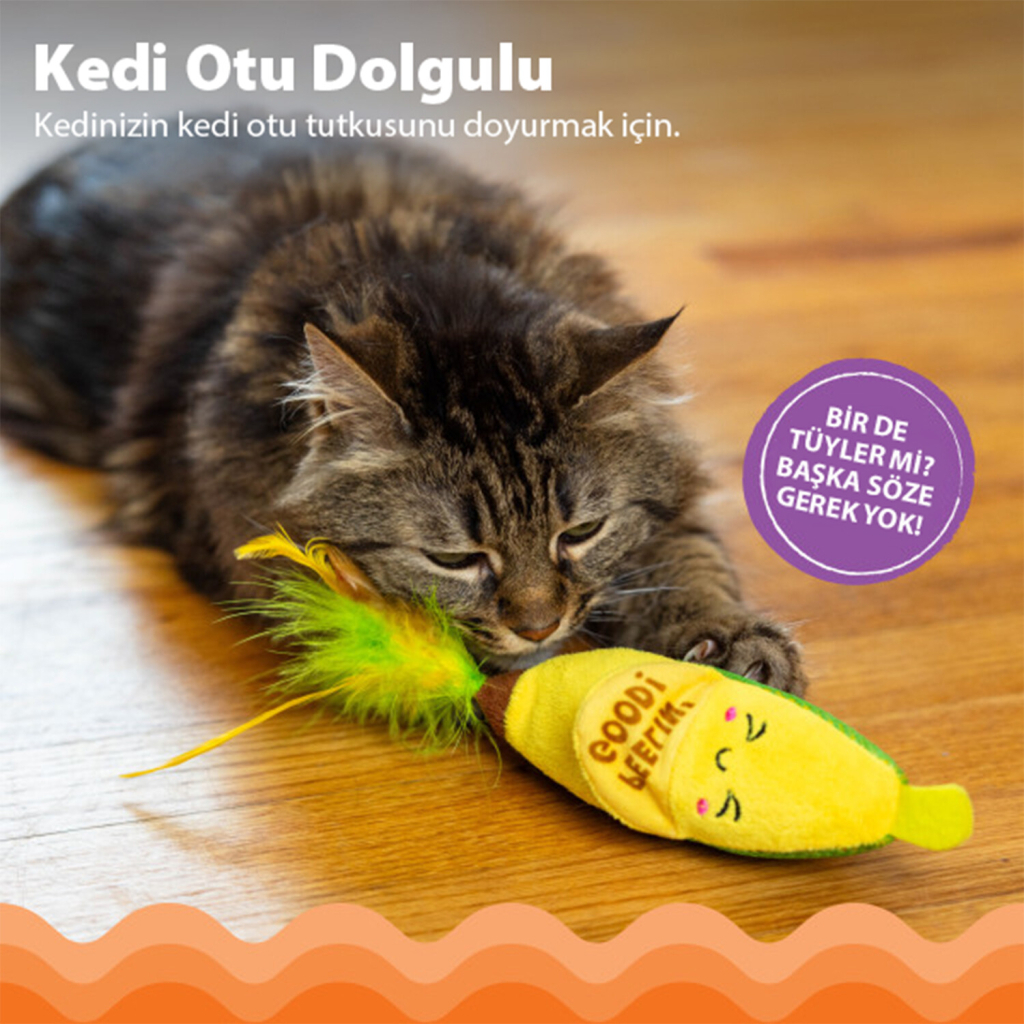 CATSTAGES Kicker Peelin Good Catnipli Muz Kedi Oyuncağı 20,3x5,1cm (Sarı)