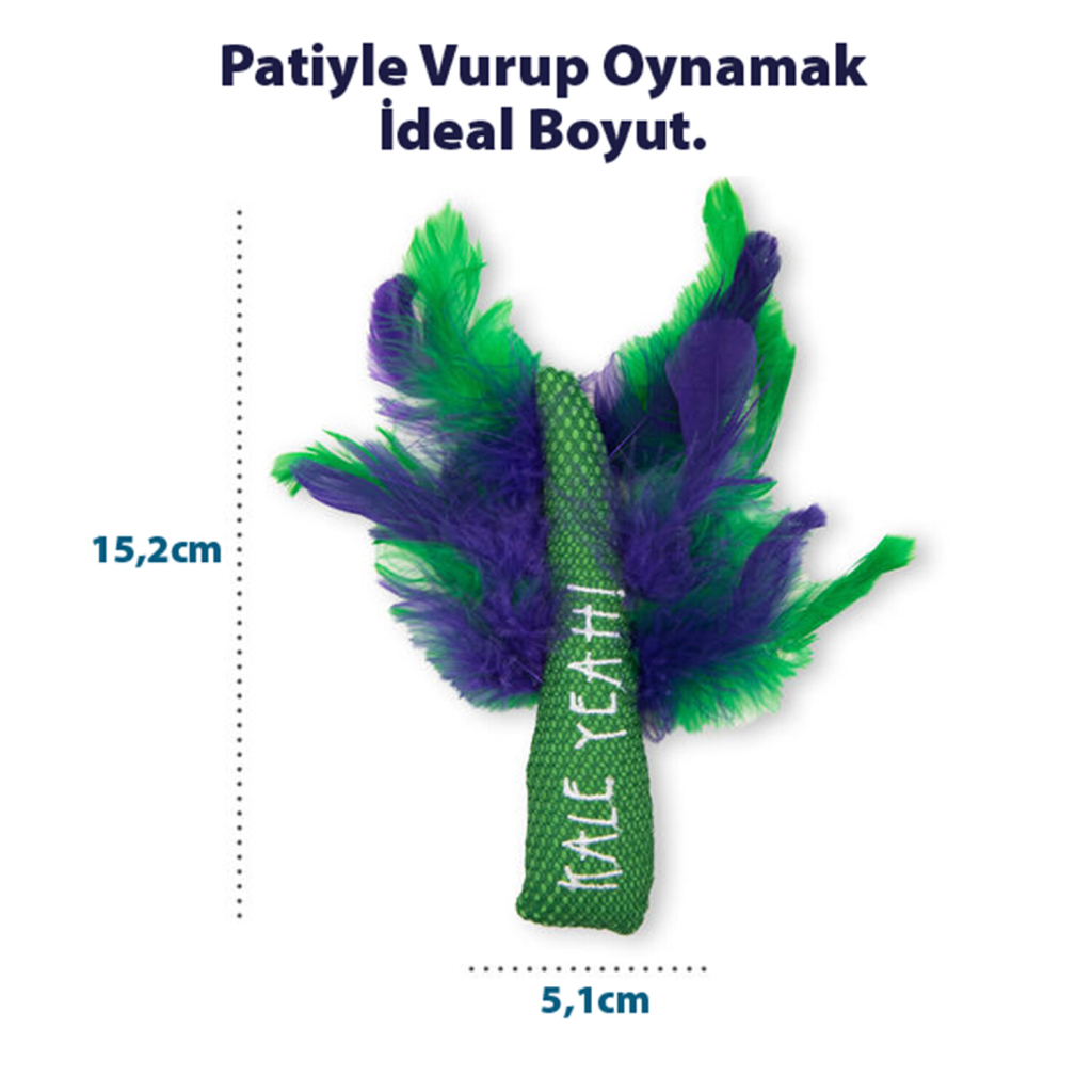 CATSTAGES Krazy Kale Catnipli Peluş Kedi Oyuncağı 15,2x5,1cm (Yeşil)