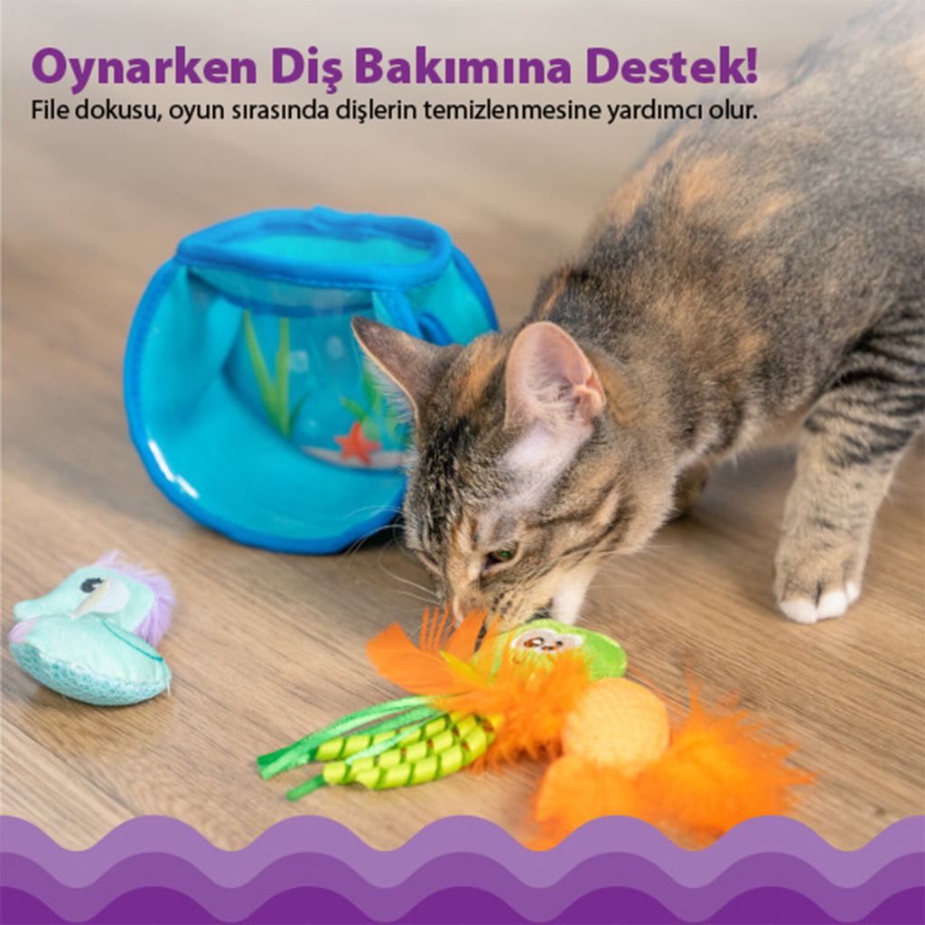 CATSTAGES Hide & Seek Fish Bowl Catnipli Kedi Zeka Oyuncağı 10,2x15,2cm (Mavi)