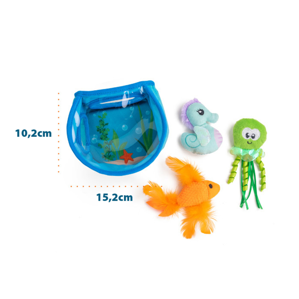 CATSTAGES Hide & Seek Fish Bowl Catnipli Kedi Zeka Oyuncağı 10,2x15,2cm (Mavi)