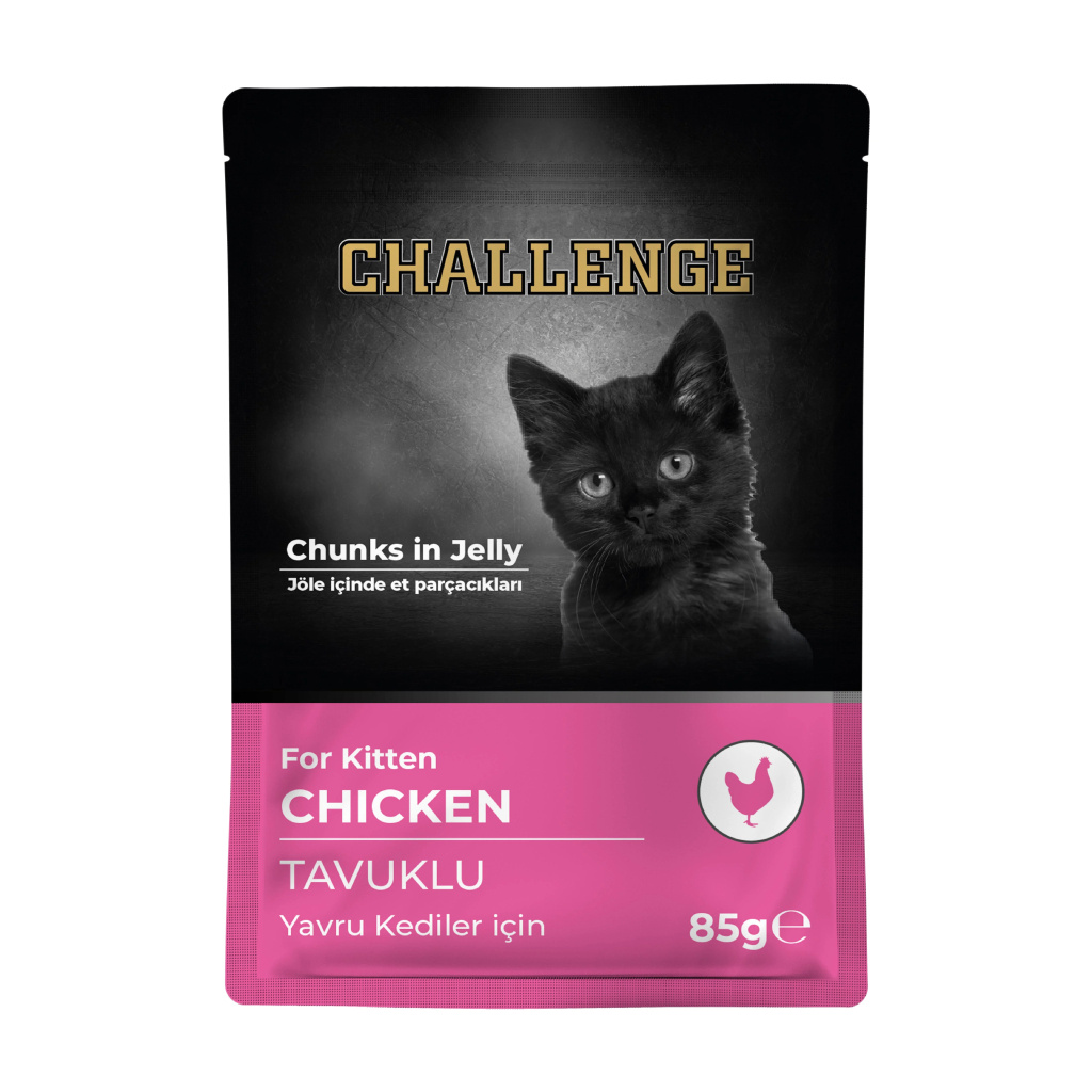 Challenge Pouch Jöle İçinde Parça Tavuklu Yavru Kedi Konservesi 85gr