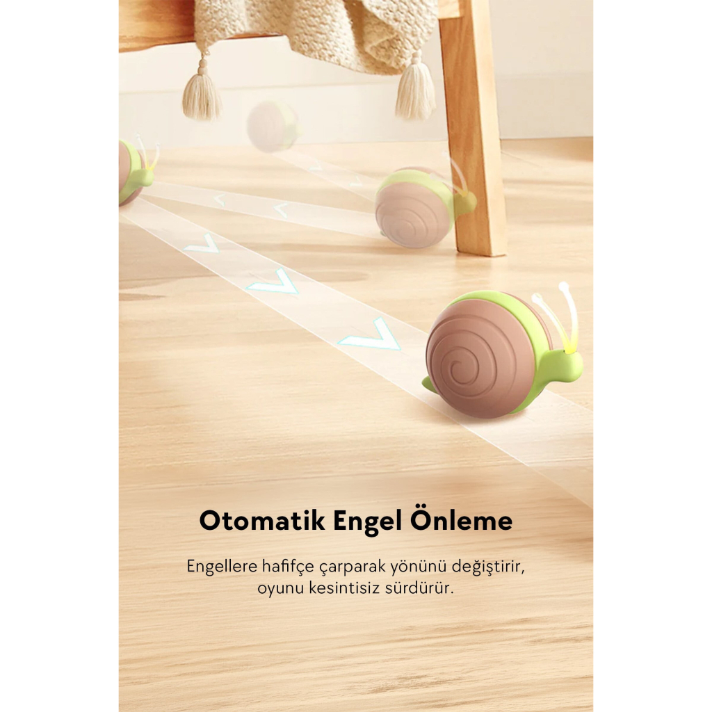 Cheerble Şarjlı Akıllı İnteraktif Salyangoz Şeklinde Kedi Oyuncağı 7x5x5,8cm