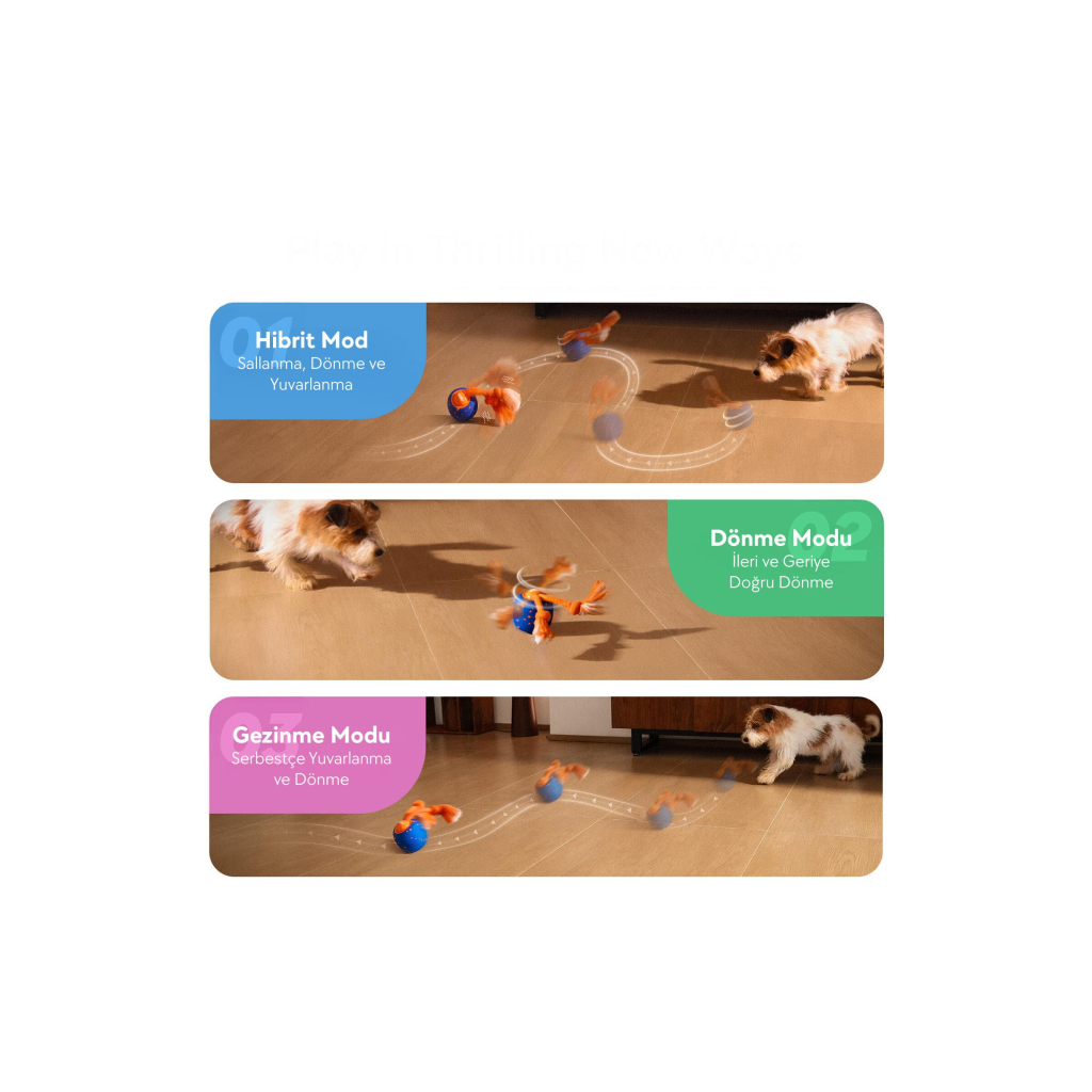 Cheerble Wicked Ball Rolly Şarjlı İnteraktif Top Köpek Oyuncağı (Mavi)