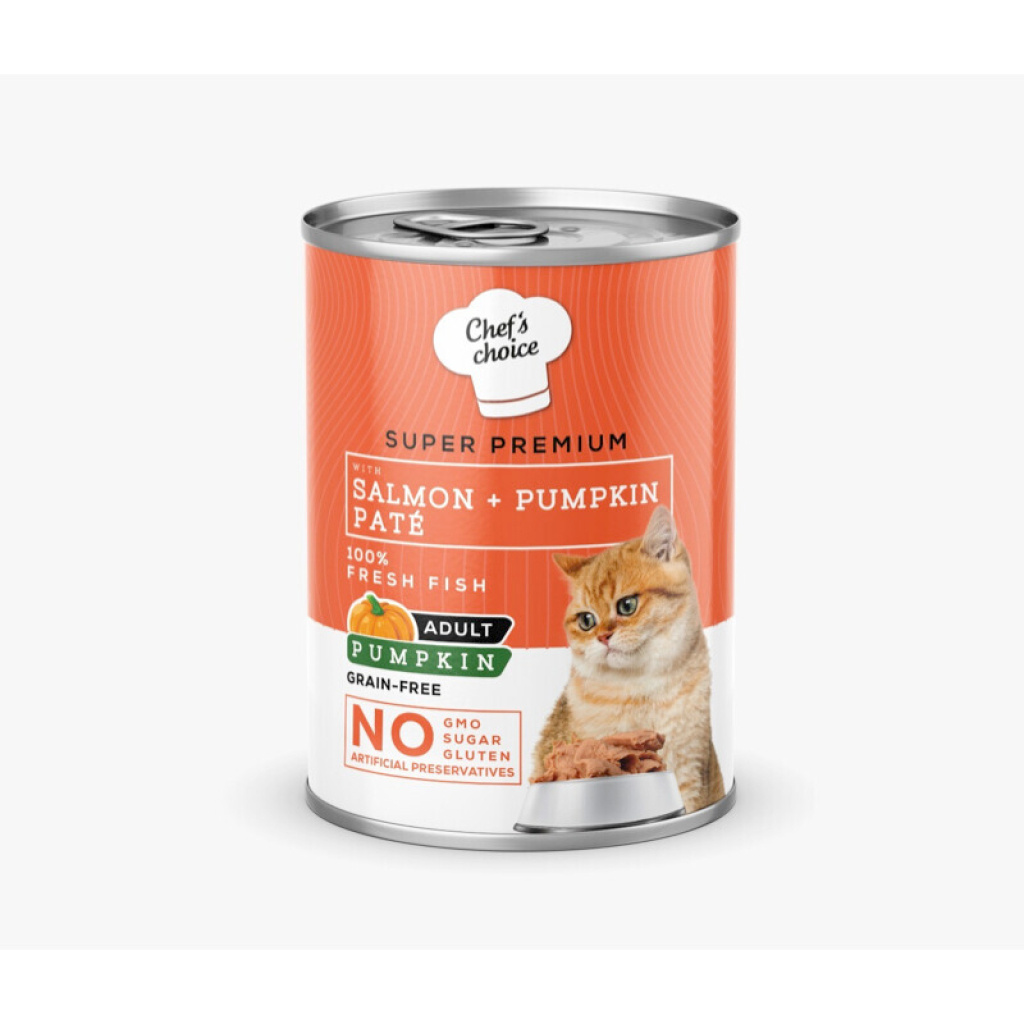 Chef's Choice Somonlu ve Bal Kabaklı Tahılsız Ezme Yetişkin Kedi Konservesi 400gr