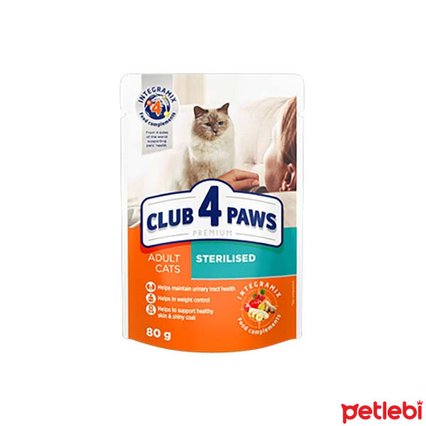 Club4Paws Premium Pouch Sos İçinde Tavuklu Kısırlaştırılmış Kedi Konservesi 80gr