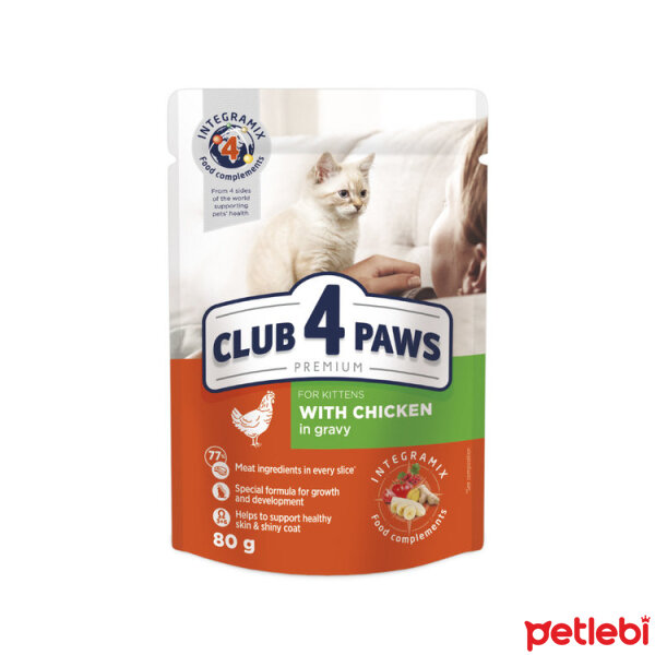 Club4Paws Premium Pouch Sos İçinde Tavuklu Yavru Kedi Konservesi 80gr