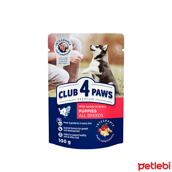 Club4Paws Premium Pouch Sos İçinde Tavuklu Yavru Köpek Konservesi 100gr