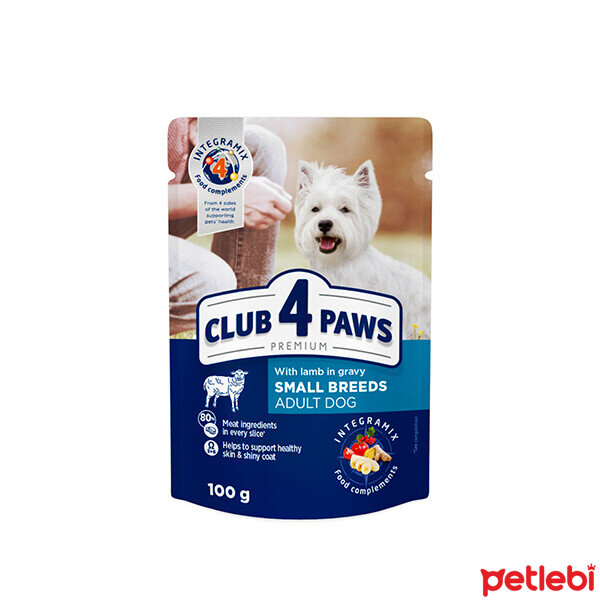 Club4Paws Premium Pouch Sos İçinde Kuzu Etli Küçük Irk Yetişkin Köpek Konservesi 100gr
