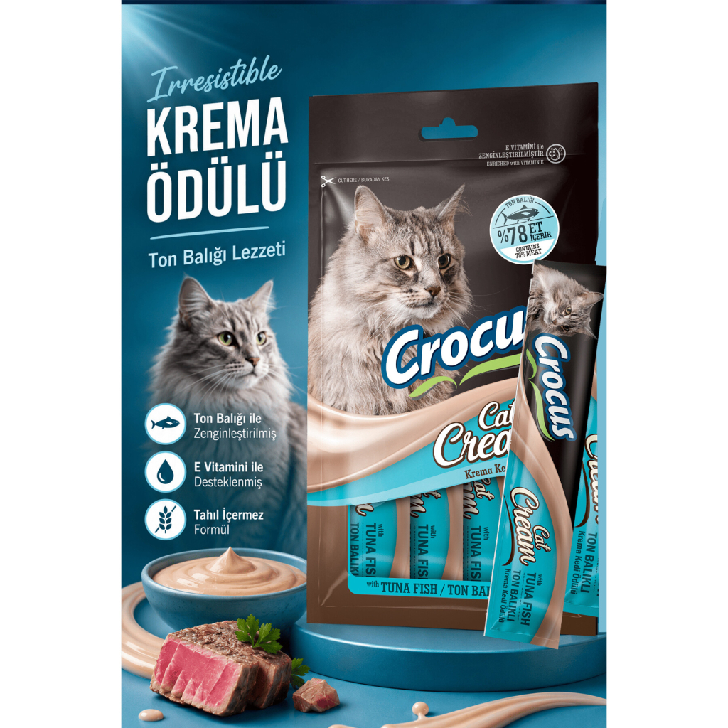 Crocus Ton Balıklı Krema Kedi Ödül Maması 15gr (4'lü)