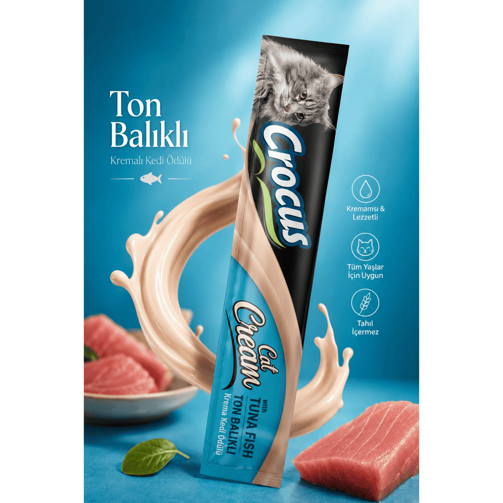 Crocus Ton Balıklı Krema Kedi Ödül Maması 15gr (4'lü)
