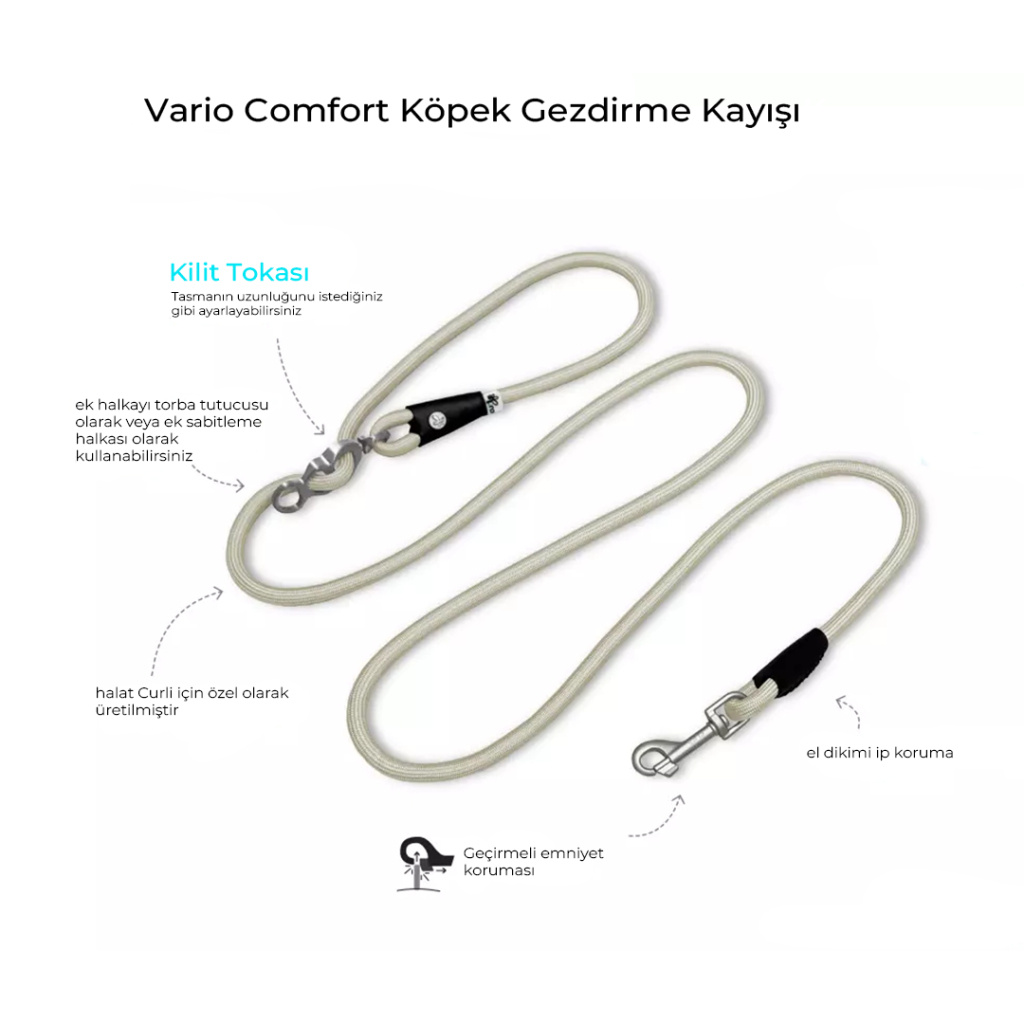 Curli Vario Comfort Köpek Gezdirme Kayışı 2m (Turuncu) [L]