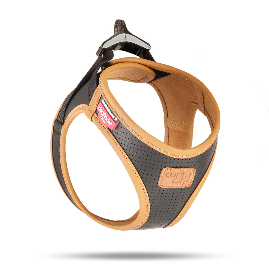 Curli Apple Leather Harness Köpek Göğüs Tasması 33,9x38,2cm (XS) (Siyah)