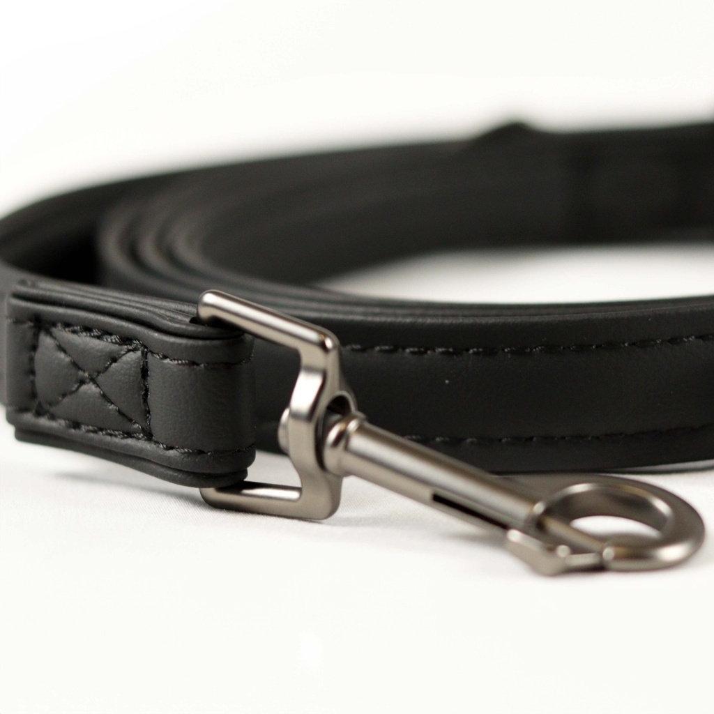 Curli Apple Leather Köpek Gezdirme Kayışı 160cm (Siyah) [S]