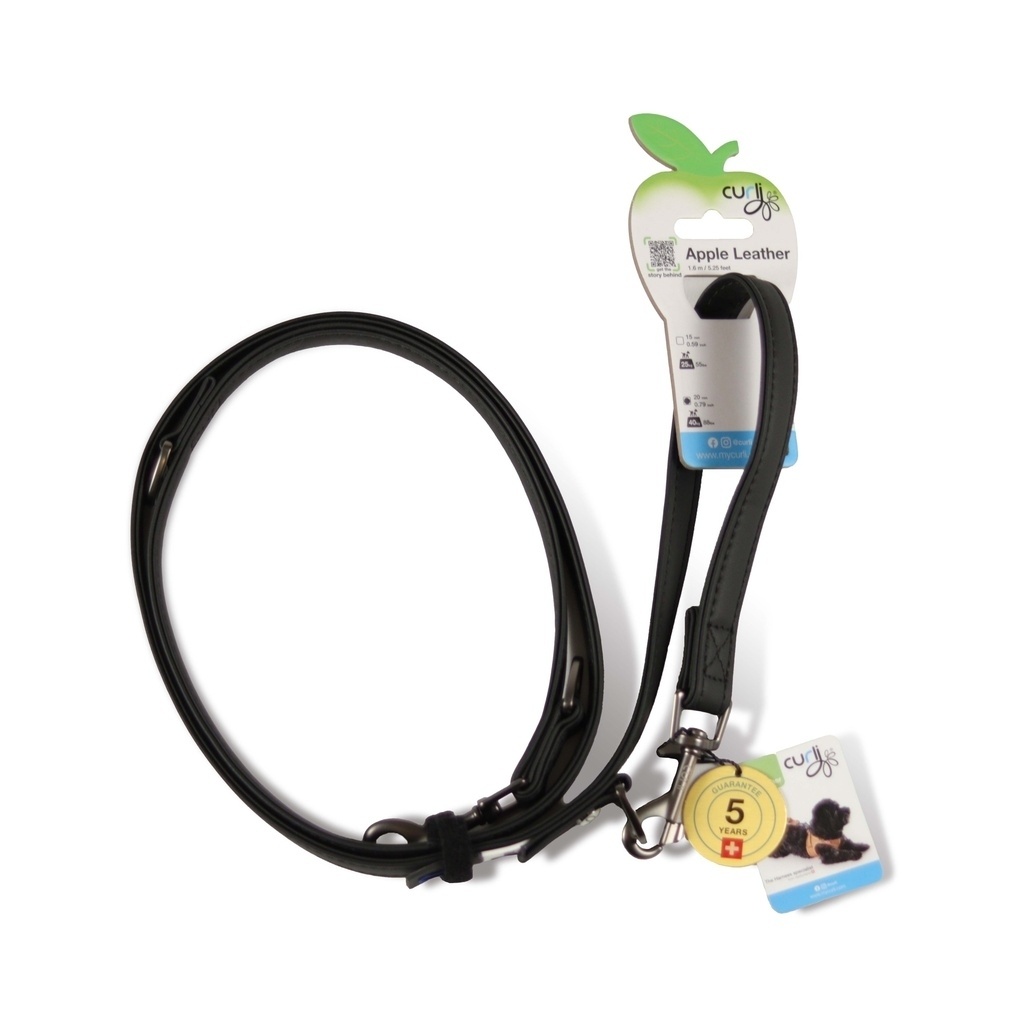 Curli Apple Leather Köpek Gezdirme Kayışı 160cm (Siyah) [S]