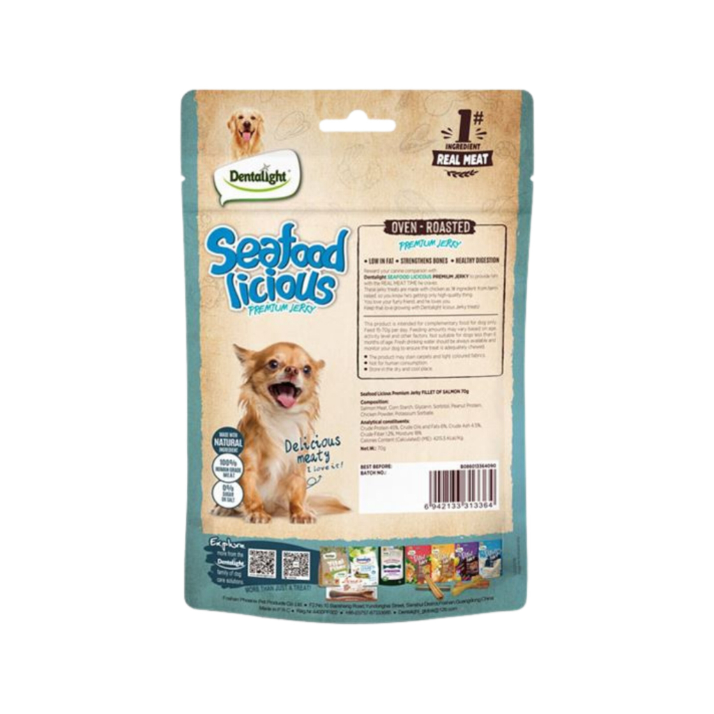 Dentalight Seafood Licious Kurutulmuş Somonlu Fileto Köpek Ödül Maması 70gr