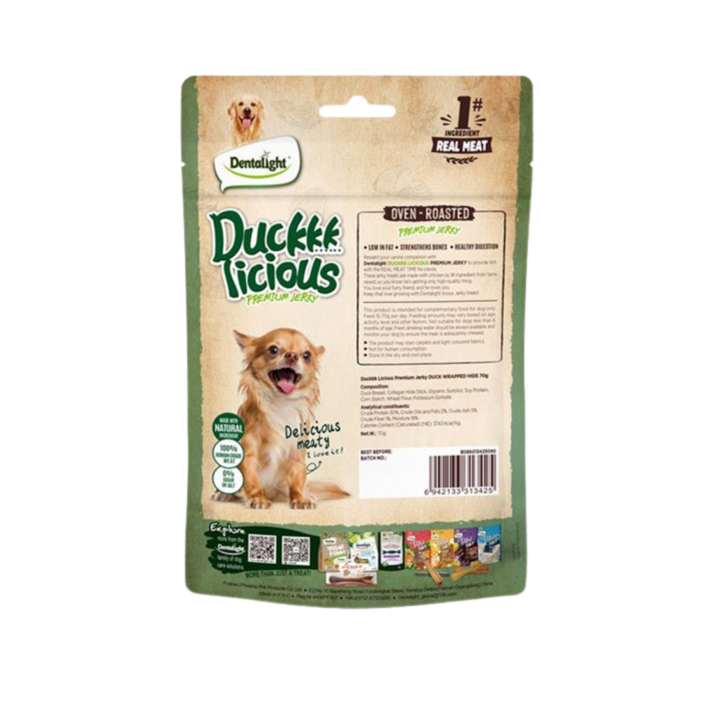 Dentalight Duckkk Licious Kurutulmuş Ördekli Deri Sarma Köpek Ödül Maması 70gr