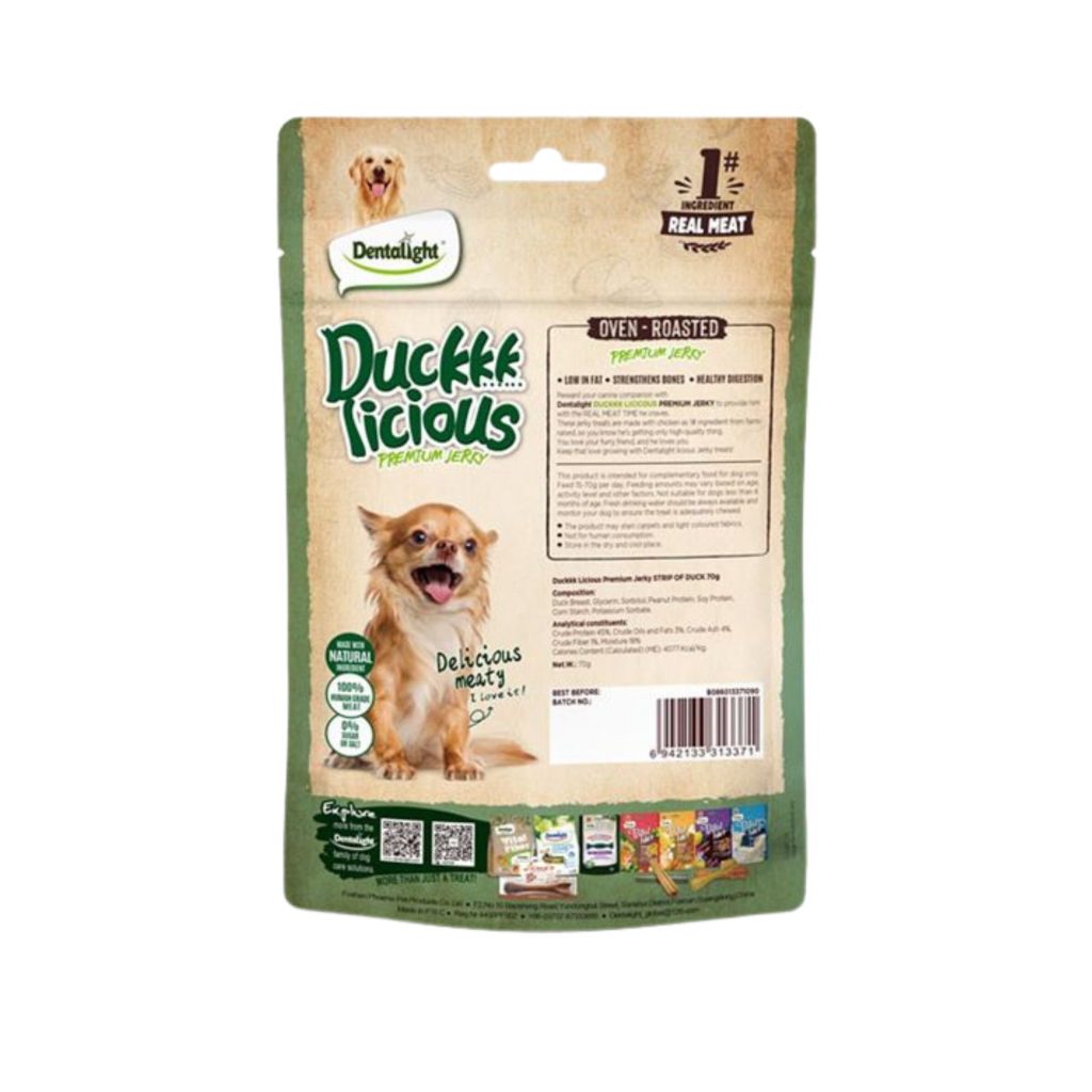 Dentalight Duckkk Licious Kurutulmuş Ördekli Şerit Köpek Ödül Maması 70gr