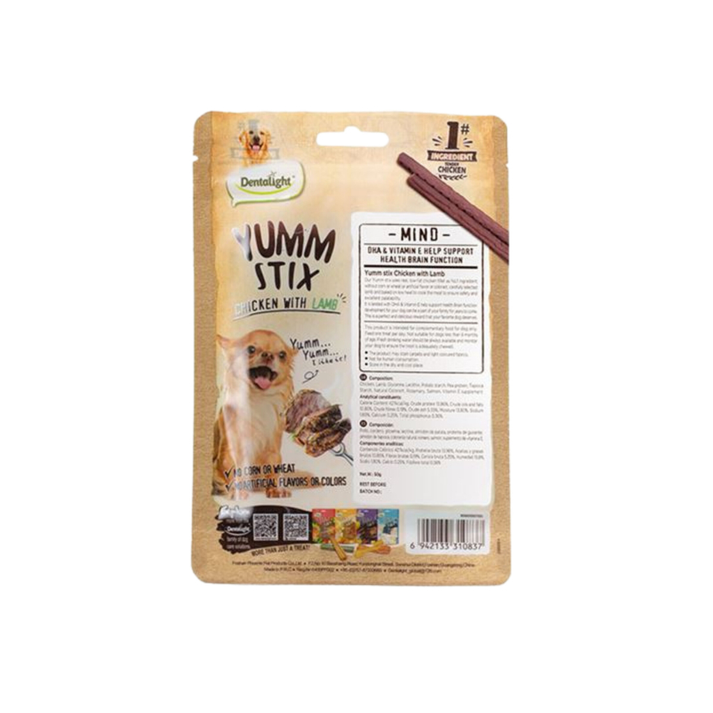 Dentalight Yumm Stix Tavuklu ve Kuzu Etli Çubuk Köpek Ödül Maması 50gr