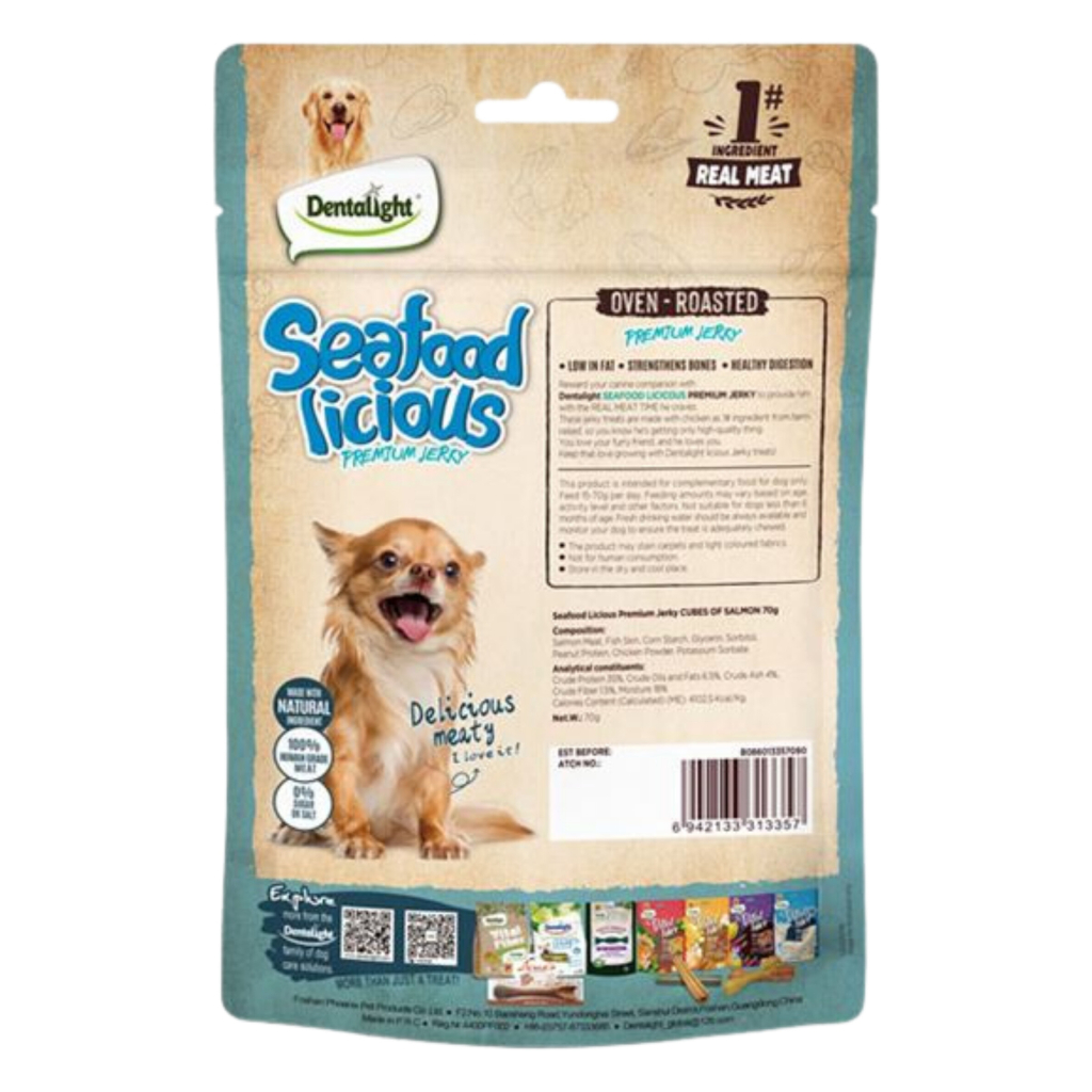 Dentalight Seafood Licious Kurutulmuş Somonlu Küp Köpek Ödül Maması 70gr