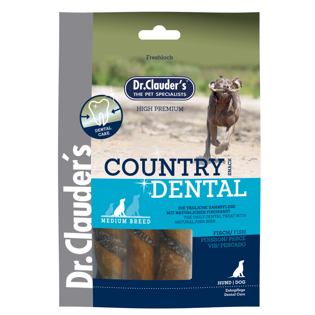 Dr.Clauder's Country Dental Snack Domuz ve Balık Derili Orta Irk Köpek Ödül Maması 120gr