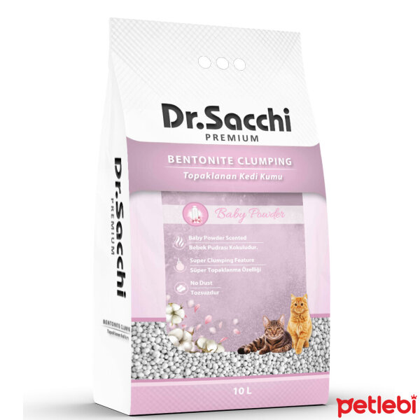 Dr. Sacchi Premium Süper Topaklanan İnce Taneli Bebek Pudrası Kokulu Bentonit Kedi Kumu 10lt