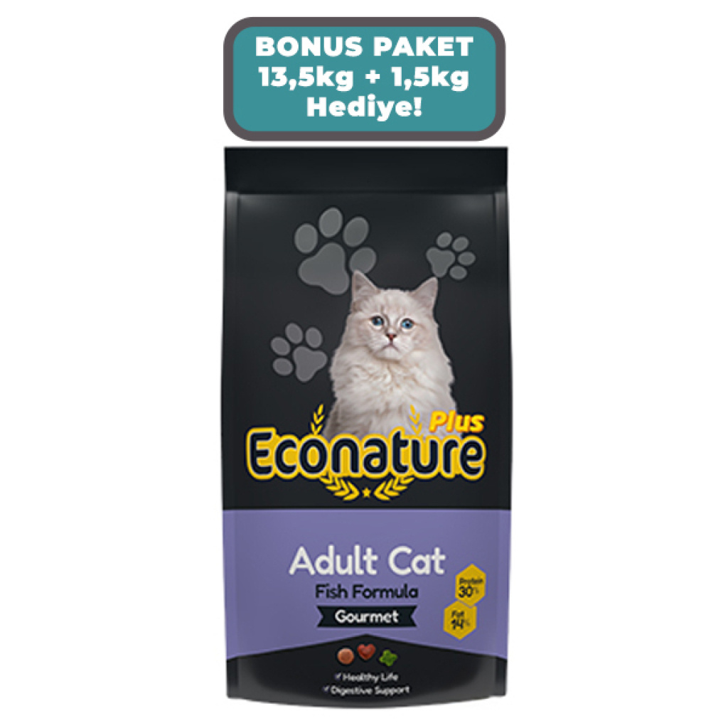 Econature Plus Tavuklu Yetişkin Kedi Maması 13,5kg + 1,5kg HEDİYE!