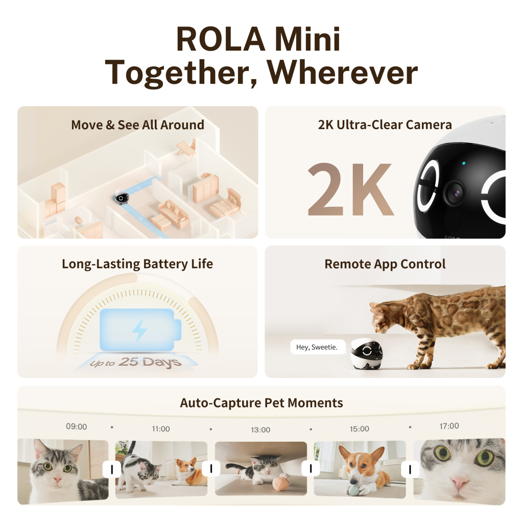 Enabot Rola Mini 2K Kameralı Evcil Hayvan Robotu