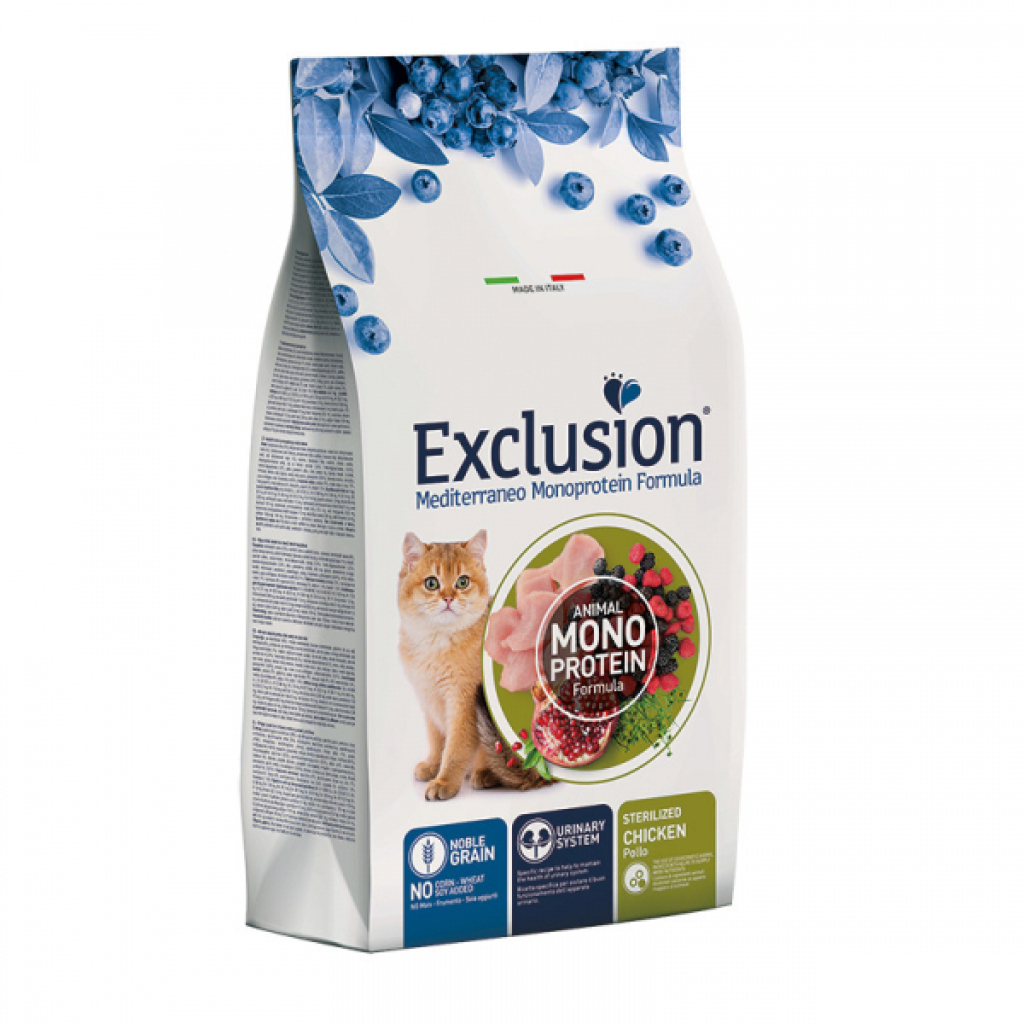 Exclusion Monoprotein Tavuklu ve Narlı Düşük Tahıllı Kısırlaştırılmış Kedi Maması 12kg