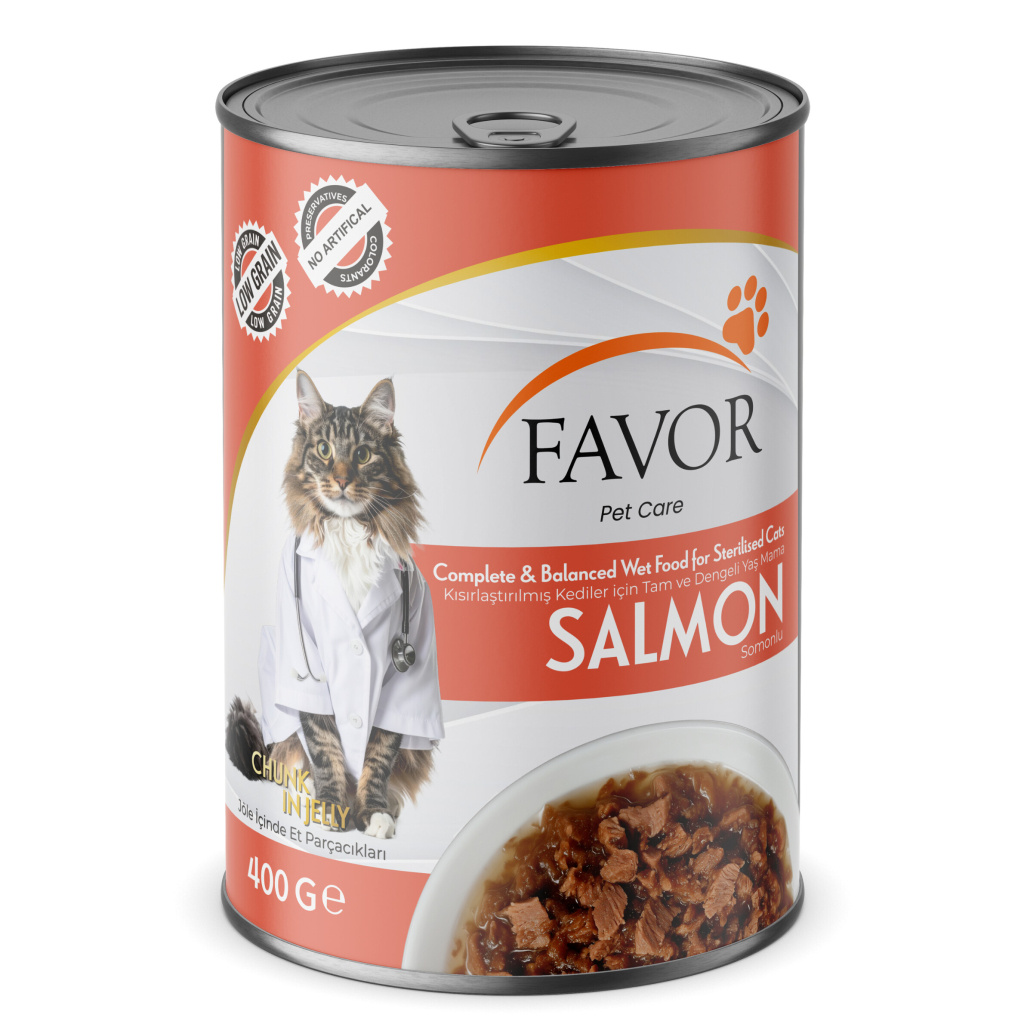 Favor Somonlu Kısırlaştırılmış Kedi Konservesi 400gr