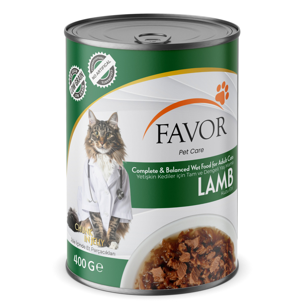 Favor Kuzu Etli Yetişkin Kedi Konservesi 400gr