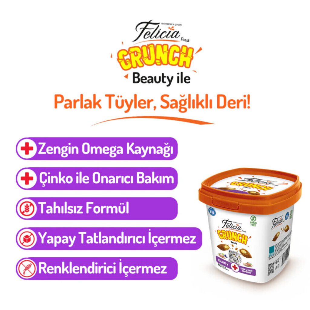 Felicia Beauty Crunch Tavuklu ve Somonlu Kedi Ödül Maması 100gr