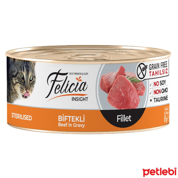 Felicia Fileto Biftekli Tahılsız Kısırlaştırılmış Kedi Konservesi 85gr