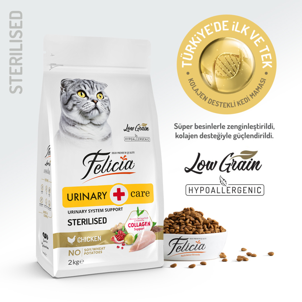Felicia Hipoalerjenik Tavuklu Düşük Tahıllı Kısırlaştırılmış Kedi Maması 2kg