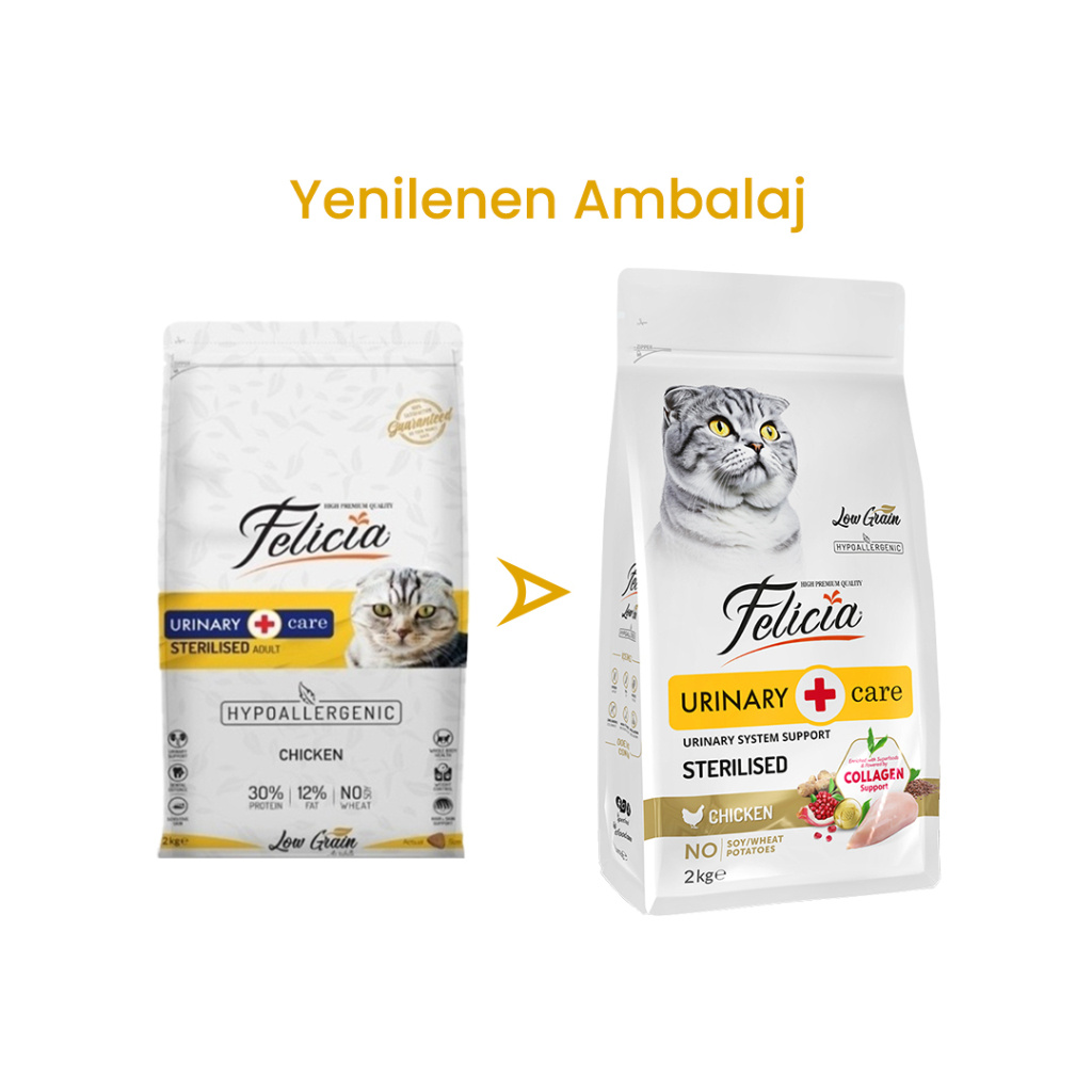 Felicia Hipoalerjenik Tavuklu Düşük Tahıllı Kısırlaştırılmış Kedi Maması 2kg