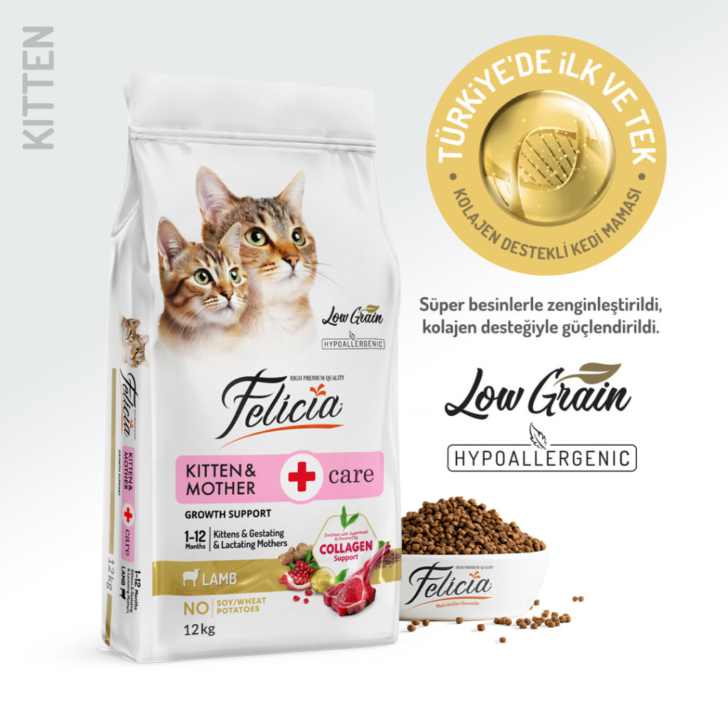 Felicia Hipoalerjenik Kuzu Etli Düşük Tahıllı Yavru Kedi Maması 12kg