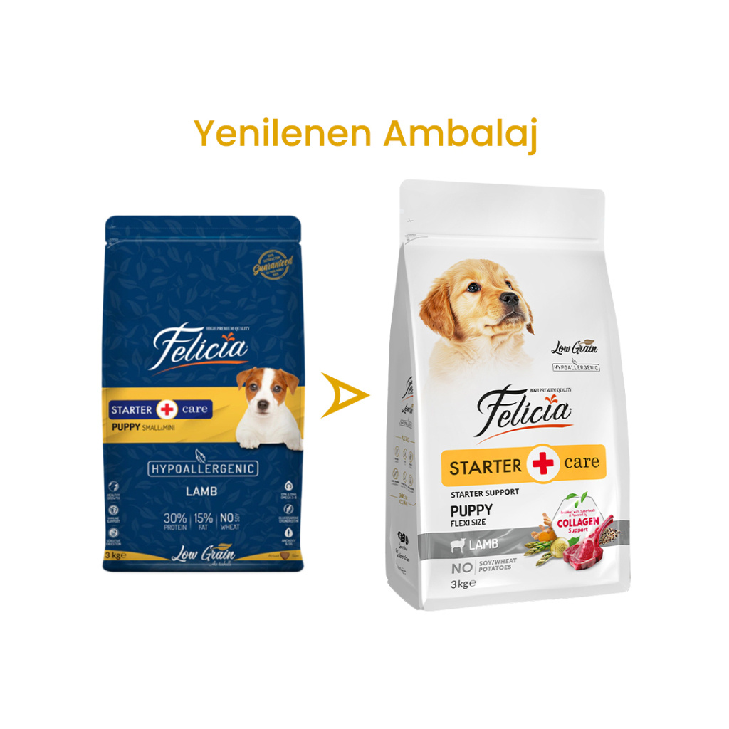 Felicia Hipoalerjenik Kuzulu Küçük/Orta Irk Düşük Tahıllı Yavru Köpek Maması 3kg