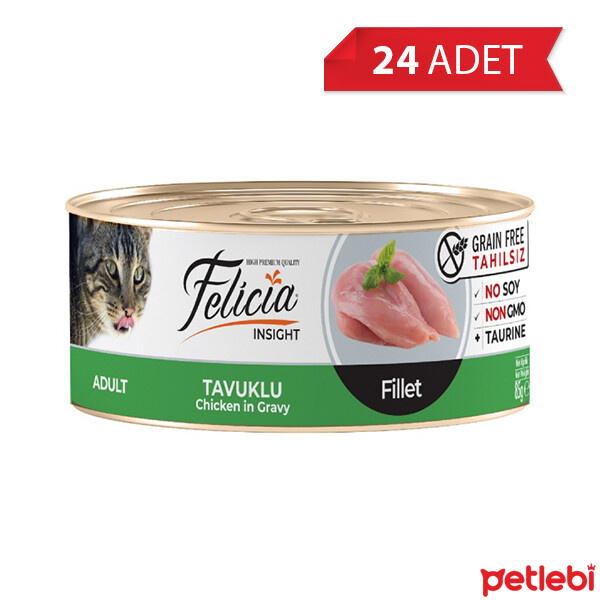 Felicia Fileto Tavuklu Tahılsız Yetişkin Kedi Konservesi 85gr (24 Adet)
