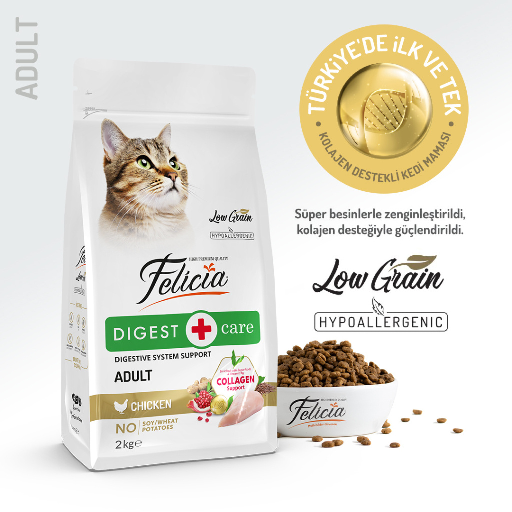 Felicia Hipoalerjenik Tavuklu ve Hamsili Düşük Tahıllı Yetişkin Kedi Maması 2kg