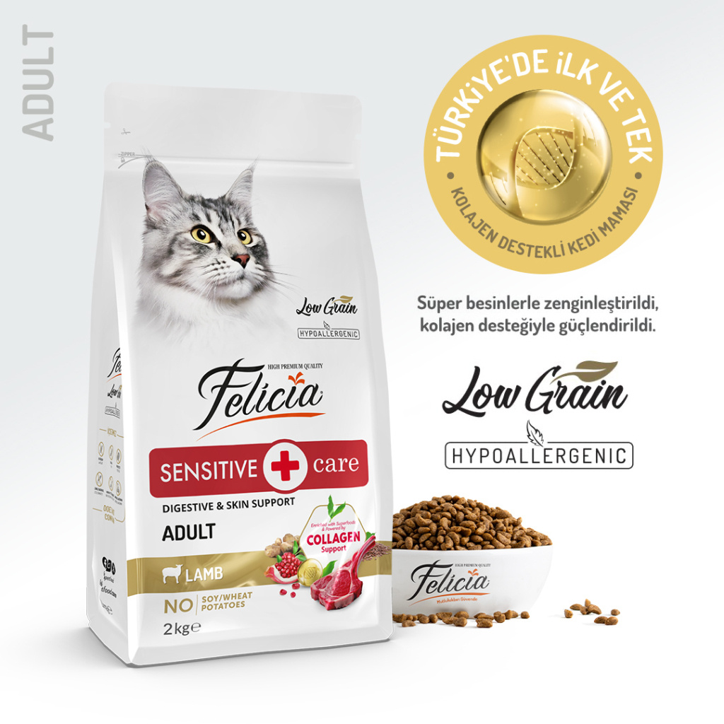 Felicia Hipoalerjenik Kuzu Etli Düşük Tahıllı Yetişkin Kedi Maması 2kg