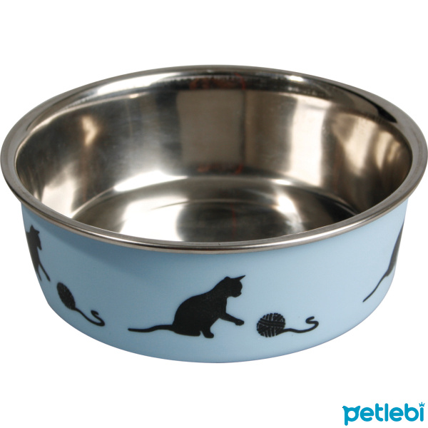 Flamingo Bella Kediler İçin Paslanmaz Çelik Mama ve Su Kabı 11cm 160ml (Mavi)