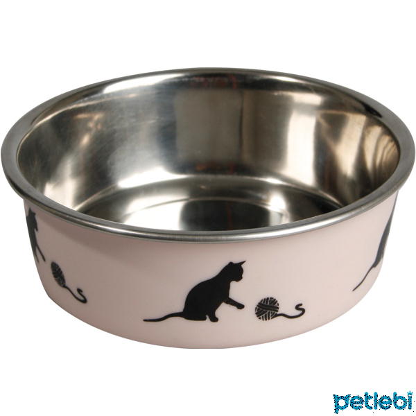 Flamingo Bella Kediler İçin Paslanmaz Çelik Mama ve Su Kabı 11cm 160ml (Pembe)