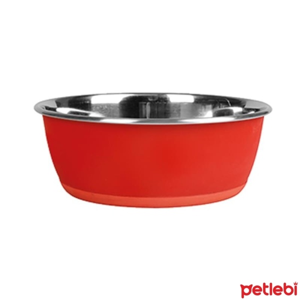 Flamingo Kediler İçin Üzeri Yazılabilir Çelik Mama ve Su Kabı 13cm 350ml (Kırmızı)